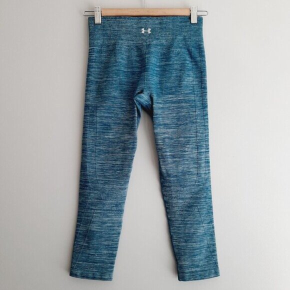UNDER ARMOUR HeatGear Compression Crop Athletic Leggings Melange Blue Sz S - Picture 8 of 15